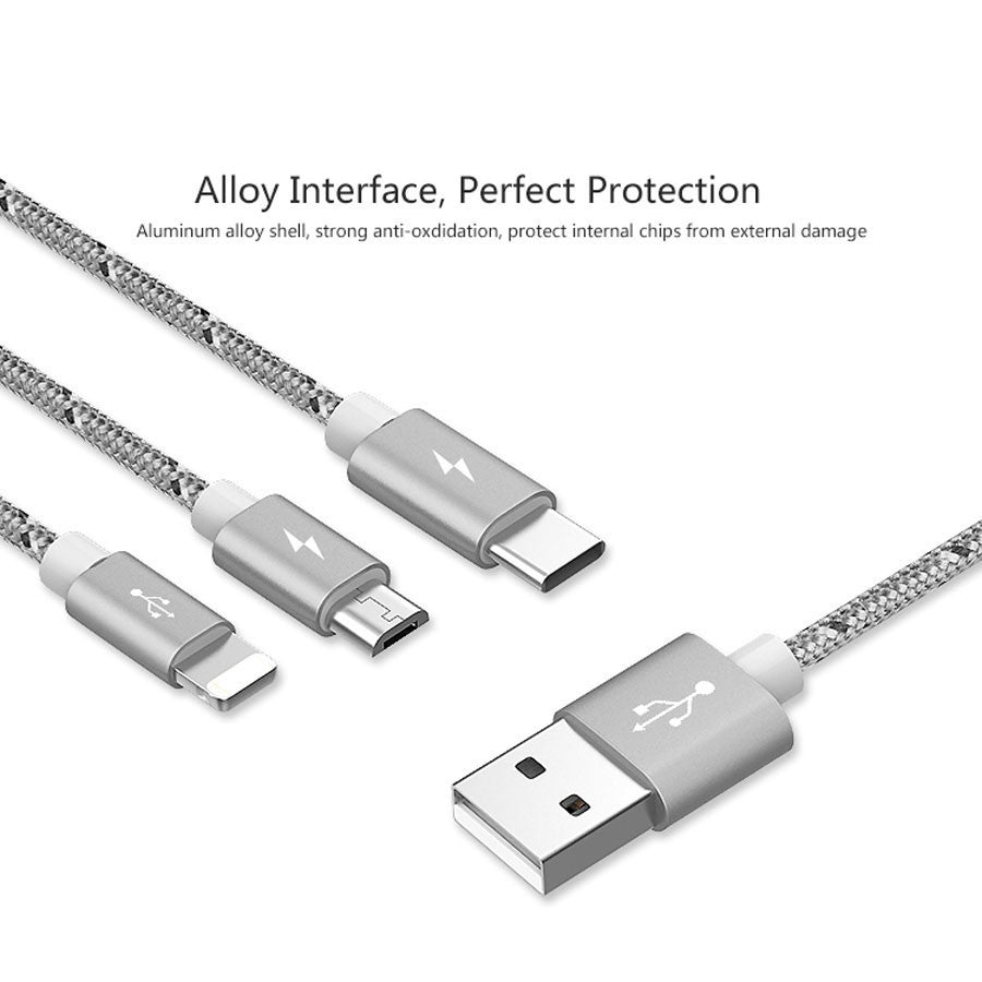 3 in 1 Braided Charge Cable